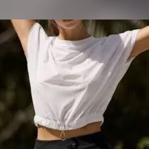 Travis Mathew White Cinched-Hem Crop Top